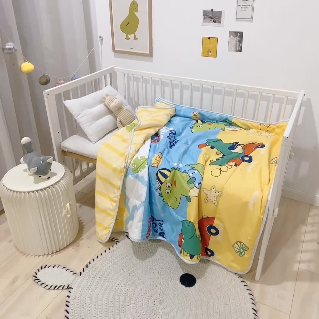 91家纺网 家纺一手货源 找家纺 吉咪兔 2022儿童磨毛卡通夏被 恐龙春游