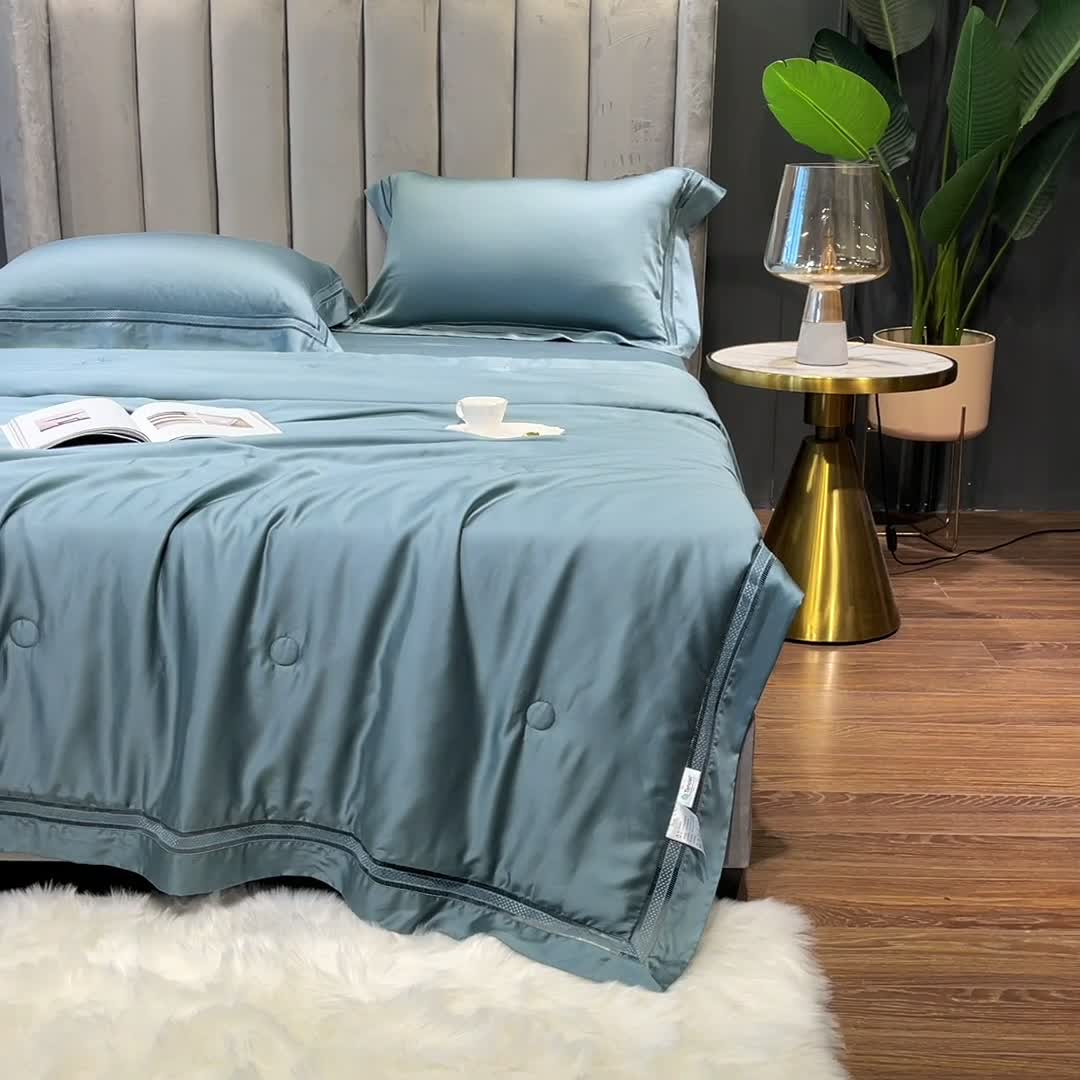 91家纺网 家纺一手货源 找家纺 榻尚家居2021新款天丝夏被床单款床笠款四件套夏绿