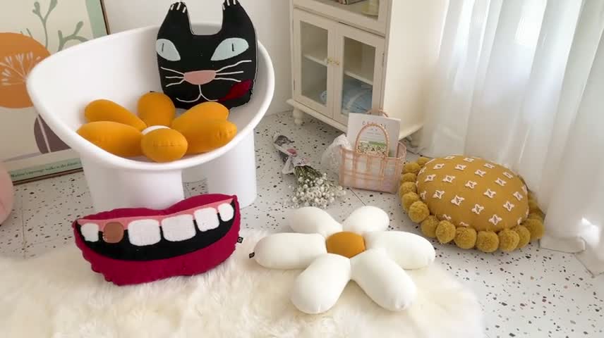 91家纺网 家纺一手货源 找家纺 （总）918拾朵家居2021新款全棉帆布毛巾绣抱枕Moon