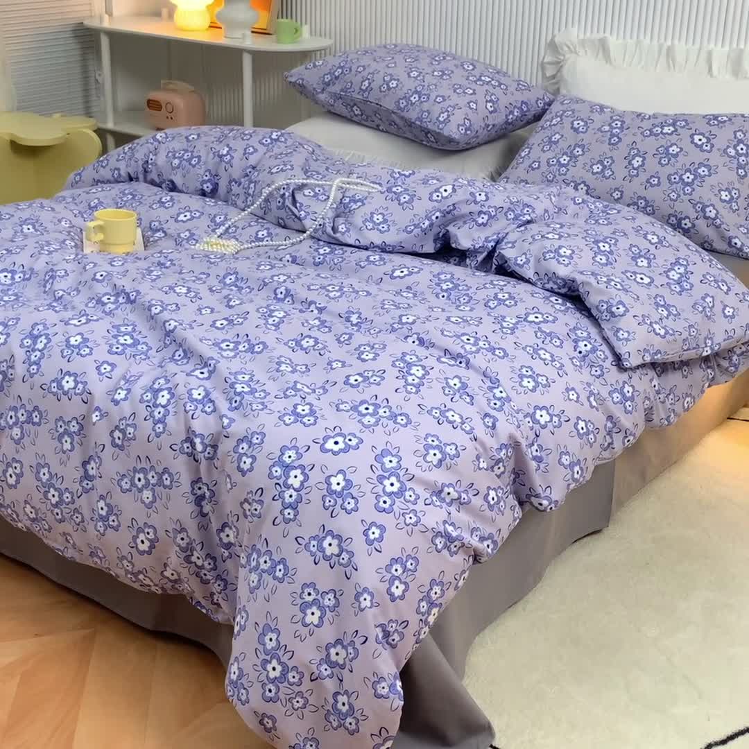 91家纺网 家纺一手货源 找家纺 金丝鸟家纺 2021新款花卉全棉四件套 觅觅花园