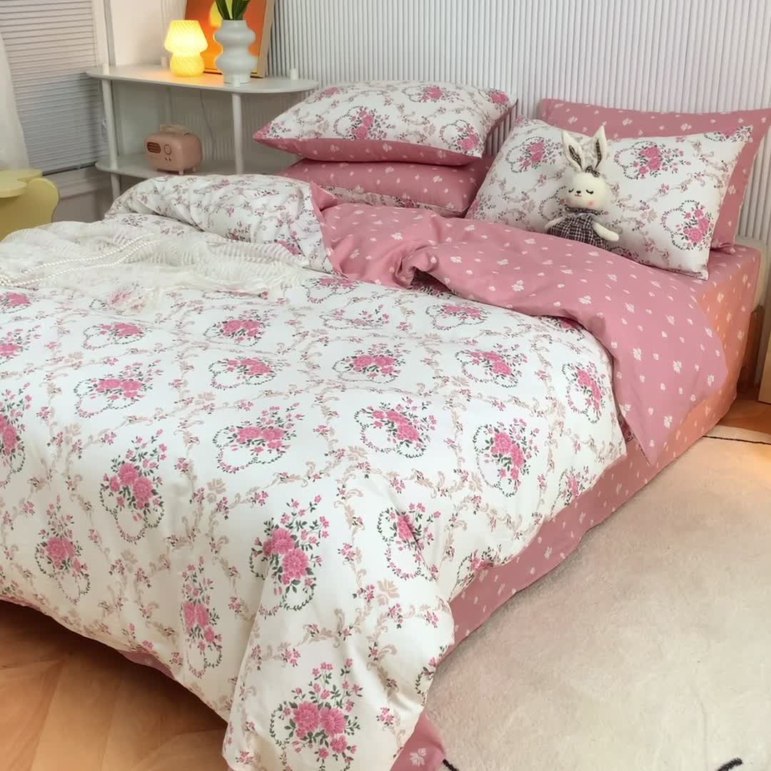 91家纺网 家纺一手货源 找家纺 金丝鸟家纺 2021新款花卉全棉四件套 花瑶