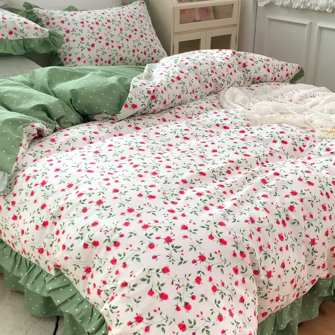 91家纺网 家纺一手货源 找家纺 曼之夏 2022新款全棉花边款床裙四件套 法尔曼