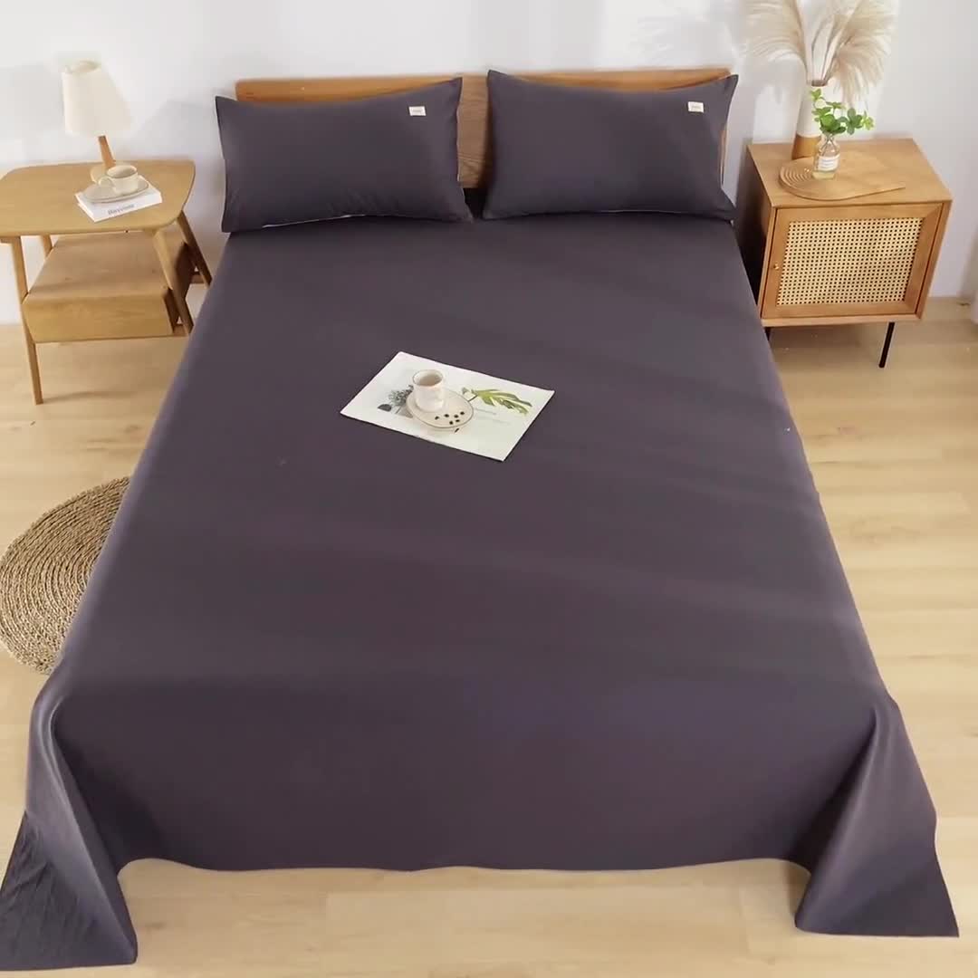 91家纺网 家纺一手货源 找家纺 蓝巢家纺 2021新款全棉水洗棉单床单 深灰