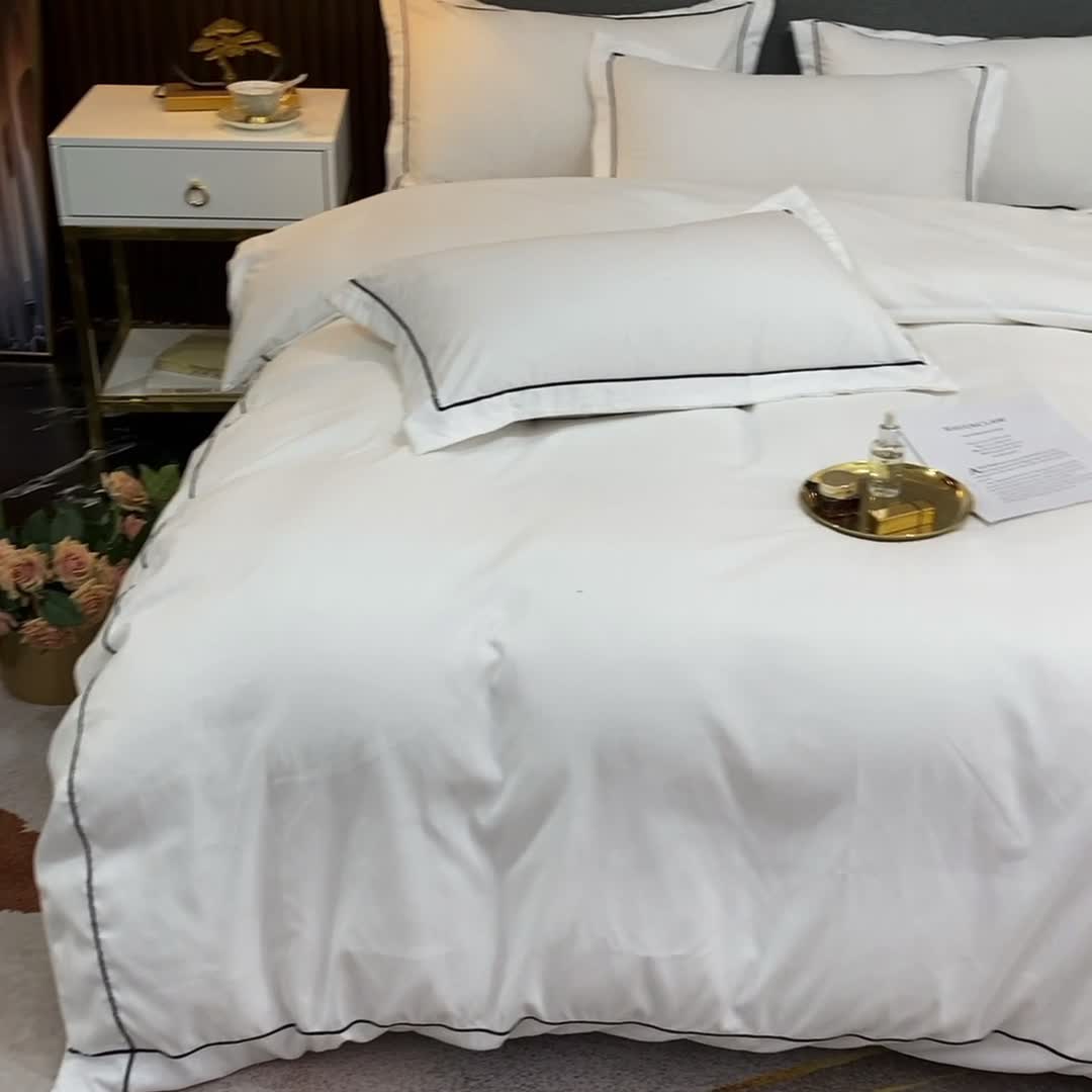 91家纺网 家纺一手货源 找家纺 曼谷 新款伊系列刺绣四件套 伊-白色