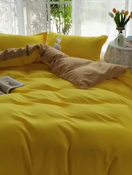 91家纺网 家纺一手货源 找家纺 （总）贝拉梦 2021新款纯色拼色美棉系列四件套