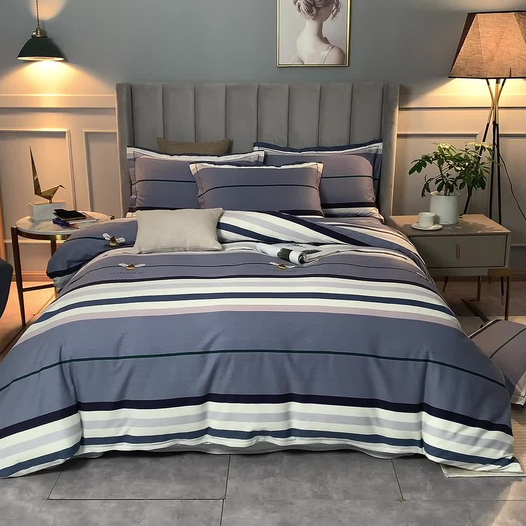 91家纺网 家纺一手货源 找家纺 金纱玉纺 2022新款全棉磨毛四件套 昆虫记