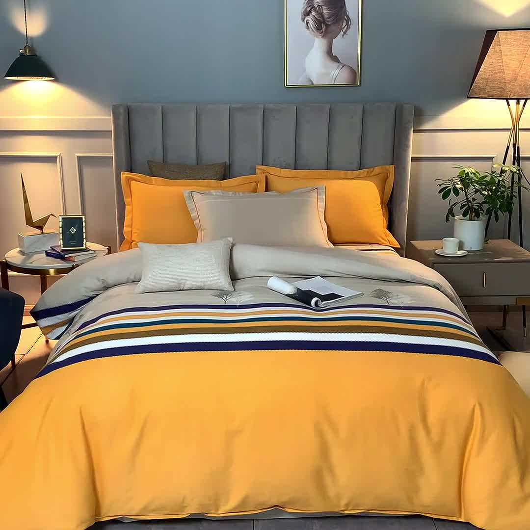 91家纺网 家纺一手货源 找家纺 金纱玉纺 2022新款全棉磨毛四件套 岁月静好-米