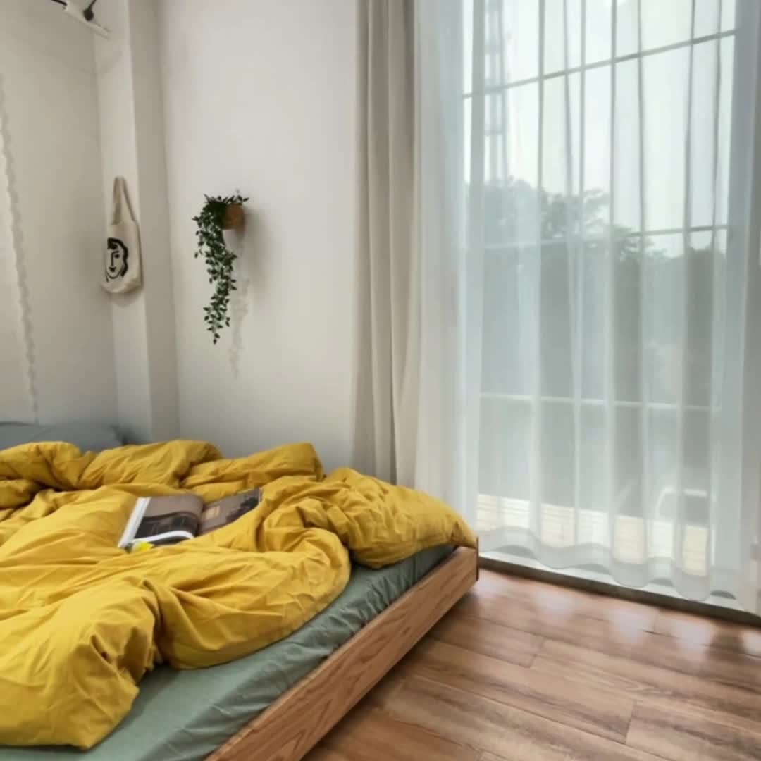 91家纺网 家纺一手货源 找家纺 安莱生活 新款纯色混搭风全棉水洗棉四件套姜黄+草绿+深灰浅蓝