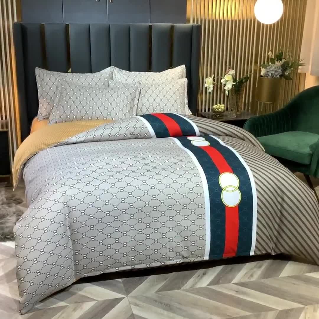 91家纺网 家纺一手货源 找家纺 靓生活 2021新款大版磨毛印花四件套 都市风