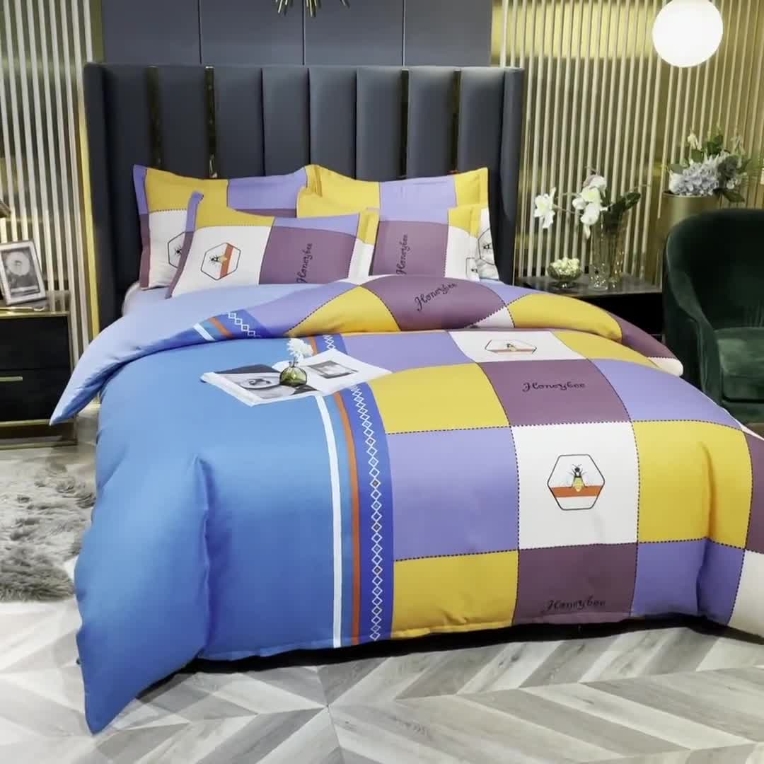 91家纺网 家纺一手货源 找家纺 靓生活 2021新款大版磨毛印花四件套 哈尼格