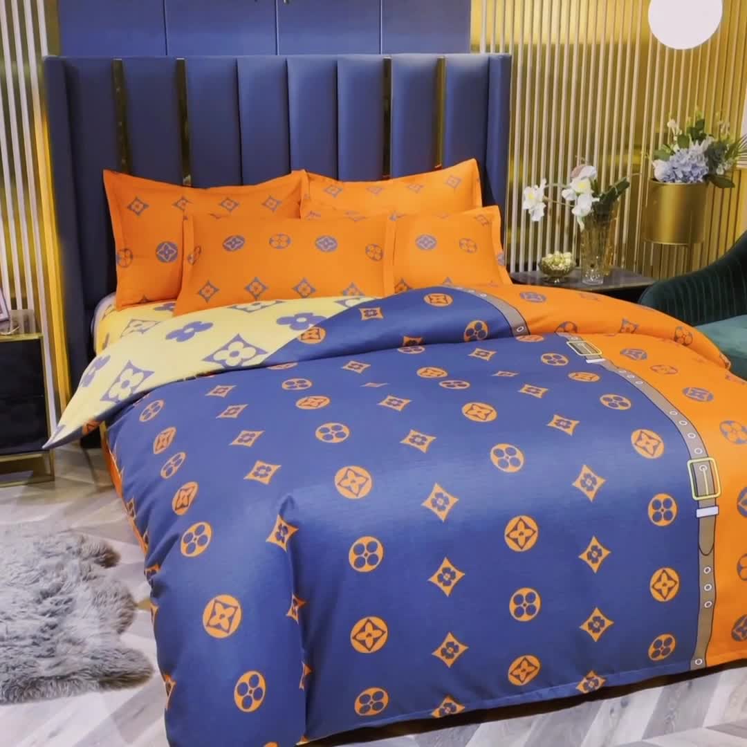 91家纺网 家纺一手货源 找家纺 靓生活 2021新款大版磨毛印花四件套 米兰潮流