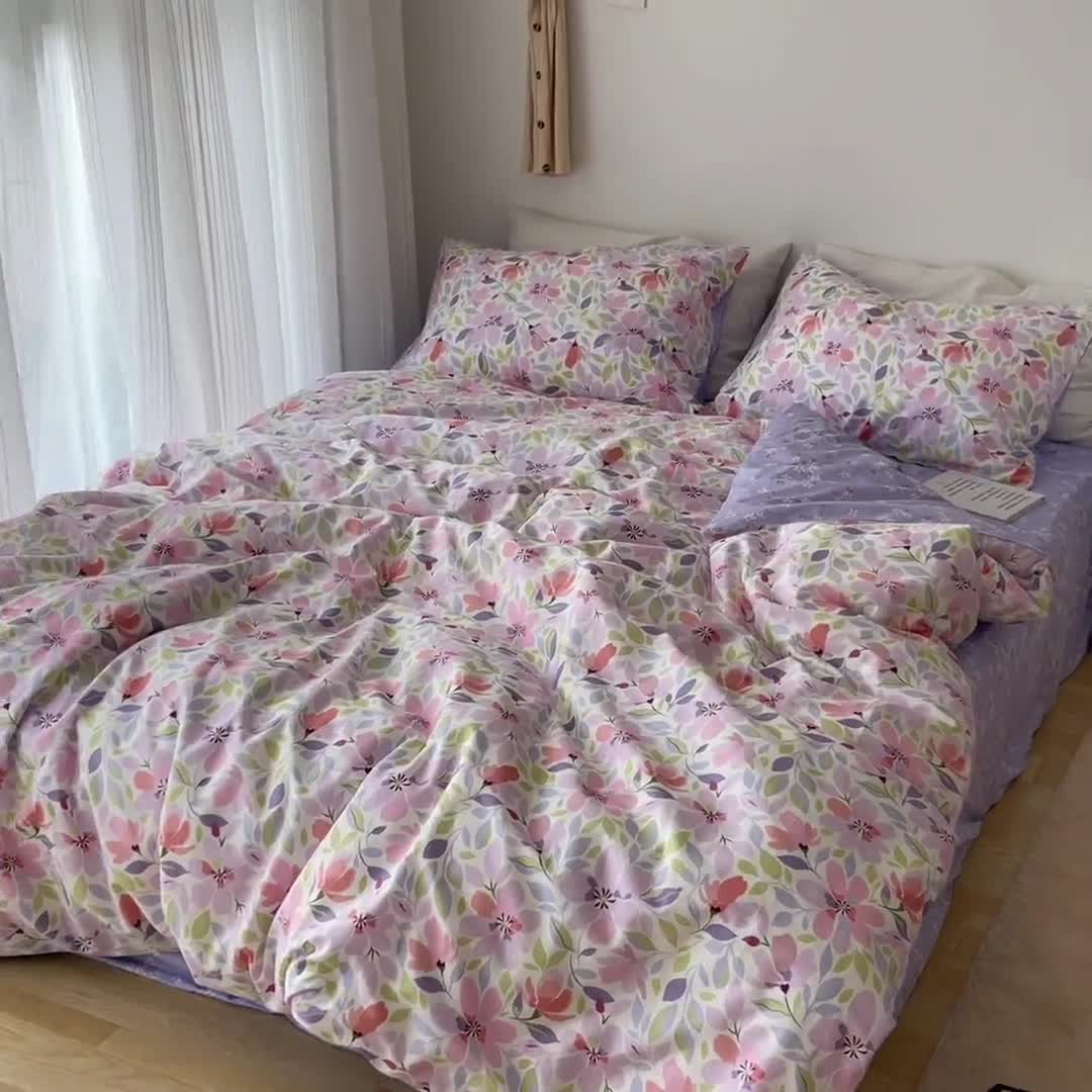 91家纺网 家纺一手货源 找家纺 麦伦2021全棉ins风碎花小清新三四件套学生宿舍少女 多彩