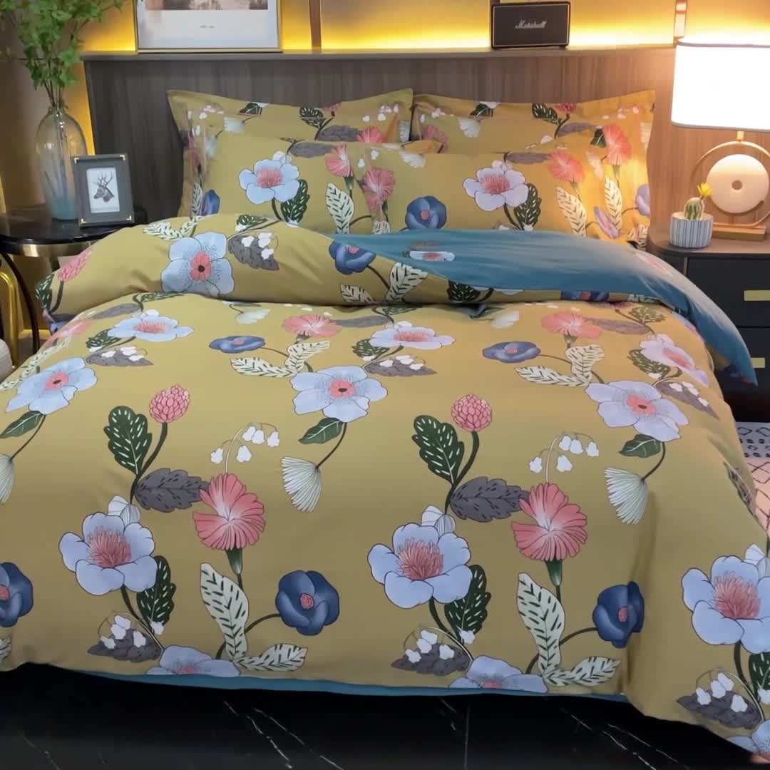 91家纺网 家纺一手货源 找家纺 芊寻家居 2024新款全棉大版磨毛四件套 扶之瑶