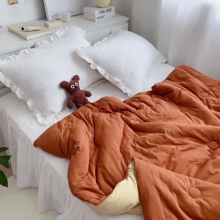 91家纺网 家纺一手货源 找家纺 星期八 2021新款马卡龙大豆针织春秋被冬被 深咖浅咖