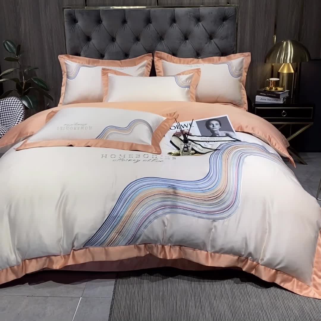 91家纺网 家纺一手货源 找家纺 宅家居 2024新款臻品真丝B版纯棉米莱四件套 米莱-奶油黄