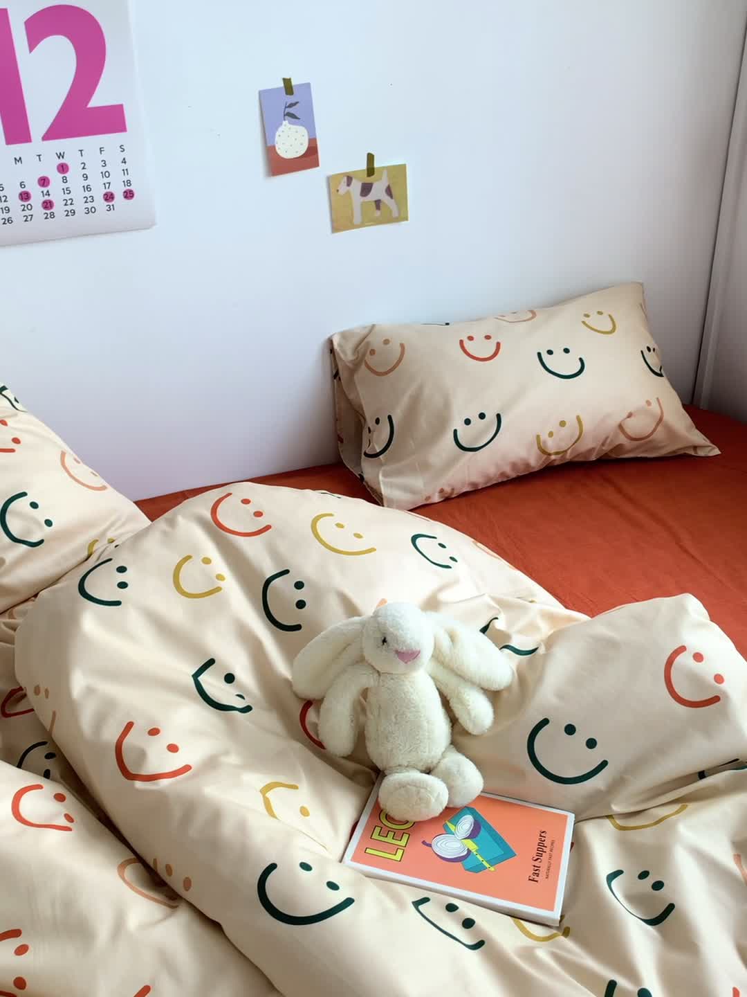 91家纺网 家纺一手货源 找家纺 怡家居 2021新款全棉卡通四件套 微微笑