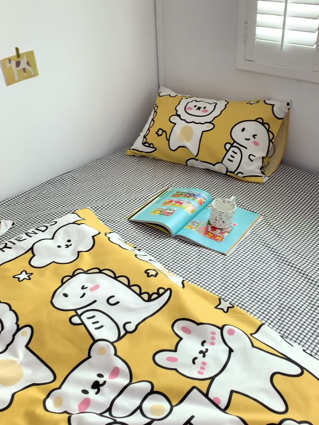 91家纺网 家纺一手货源 找家纺 怡家居 2021新款全棉卡通四件套 小黄熊