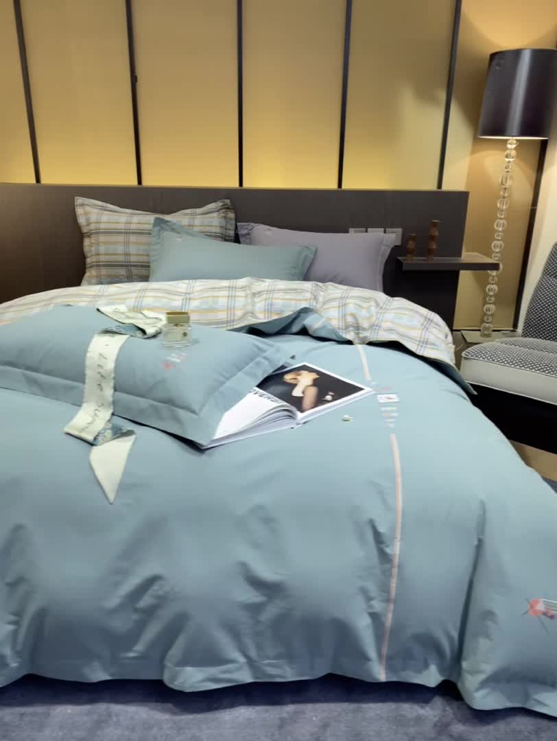 91家纺网 家纺一手货源 找家纺 威克凯丽 秋冬绣花3636磨毛四件套 梦幻天空-草绿