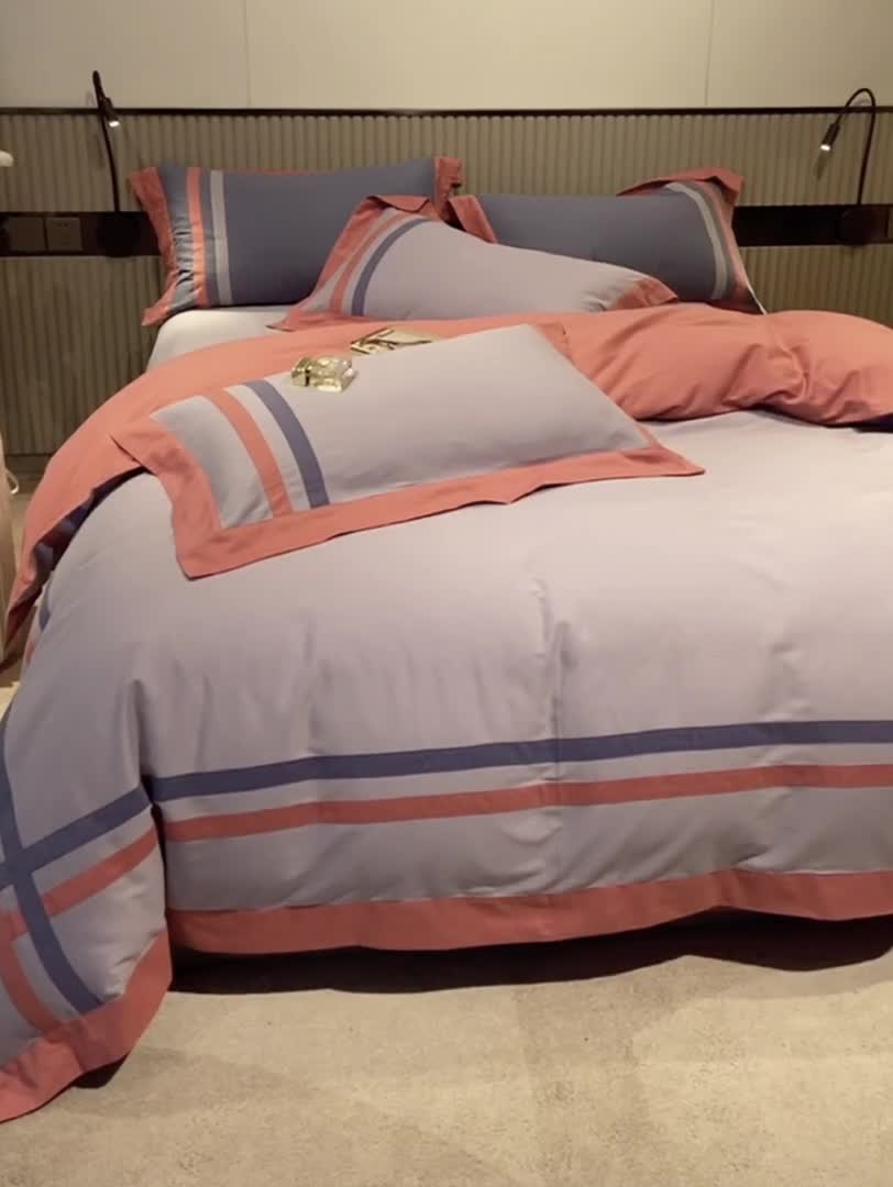 91家纺网 家纺一手货源 找家纺 威克凯丽 秋冬拼接4032磨毛四件套 美丽心语-太空灰