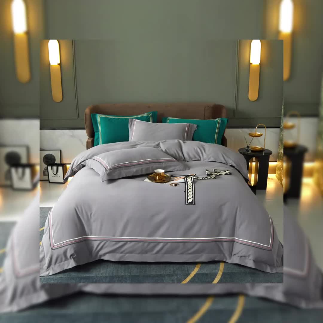 91家纺网 家纺一手货源 找家纺 威克凯丽 秋冬60拼接磨毛四件套 花栖寻梦-高级灰