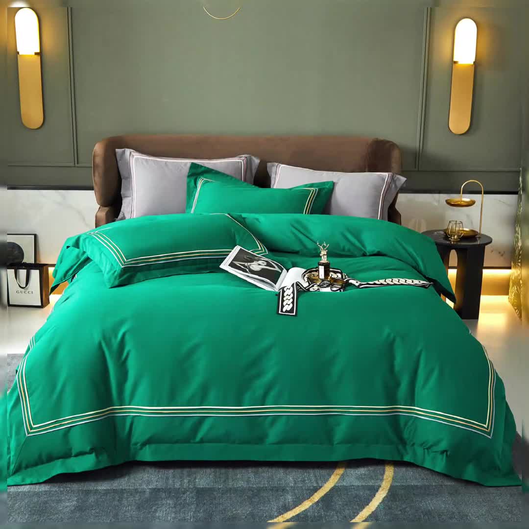 91家纺网 家纺一手货源 找家纺 威克凯丽 秋冬60拼接磨毛四件套 花栖寻梦-孔雀绿