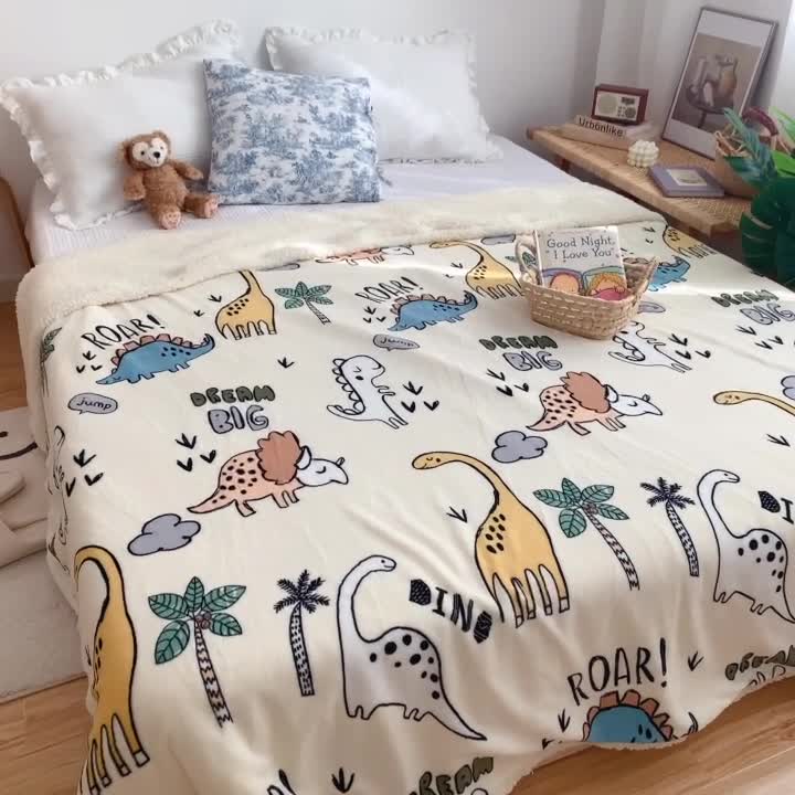 91家纺网 家纺一手货源 找家纺 萝莉家纺 2021保暖加厚牛奶绒毛毯羊羔绒毯子被套毯恐龙假日