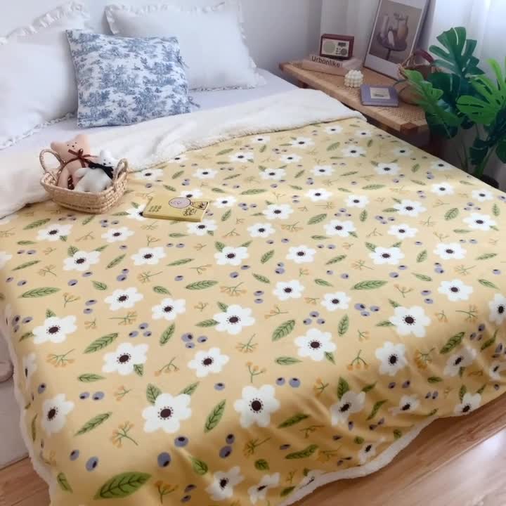 91家纺网 家纺一手货源 找家纺 萝莉家纺 2021保暖加厚牛奶绒毛毯羊羔绒毯子被套毯洛克黄