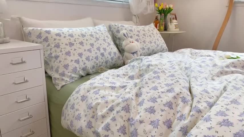 91家纺网 家纺一手货源 找家纺 田野2021新款花卉全棉四件套 花期