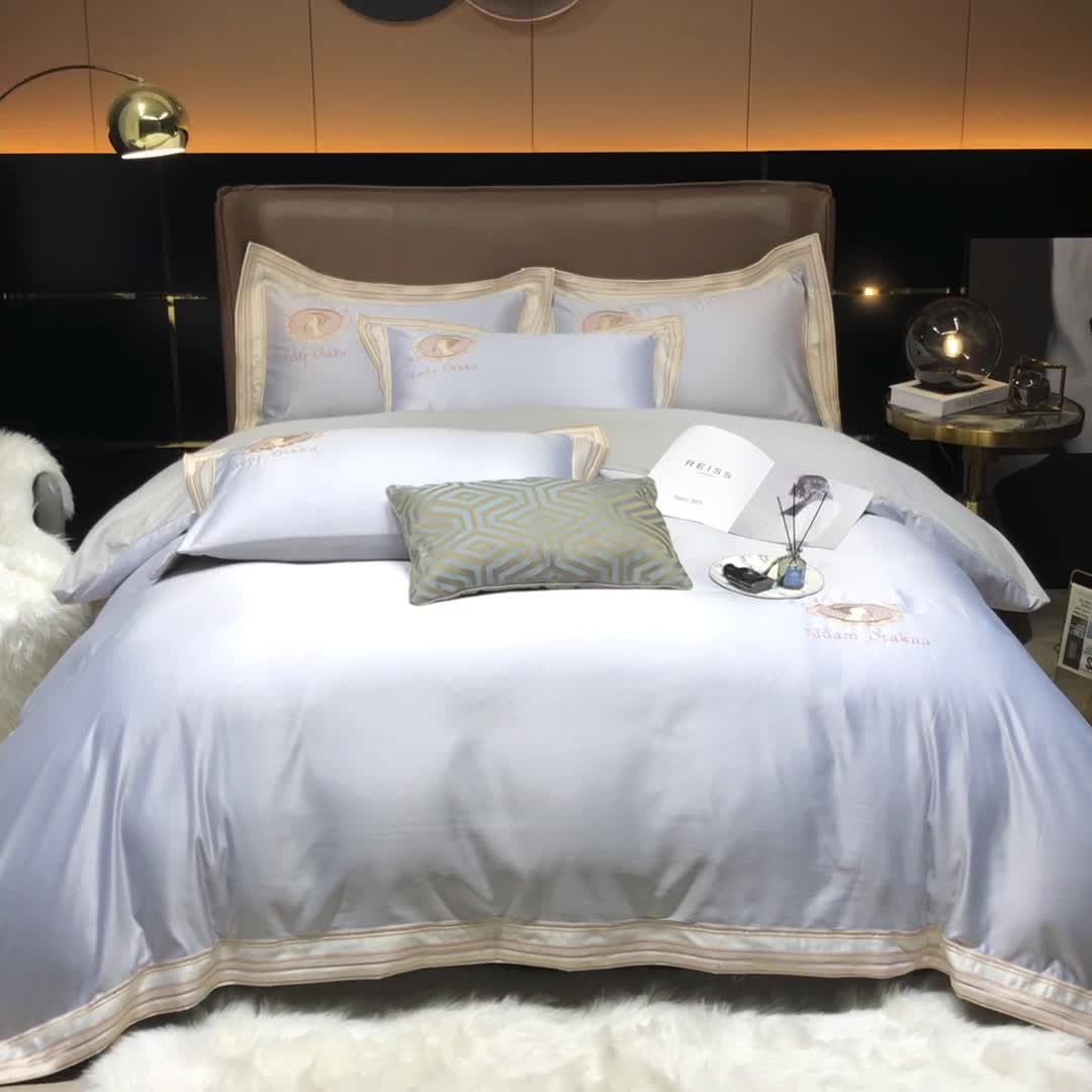 91家纺网 家纺一手货源 找家纺 宅家居 新款臻品真丝刺绣四件套 蜜雪公主-银灰