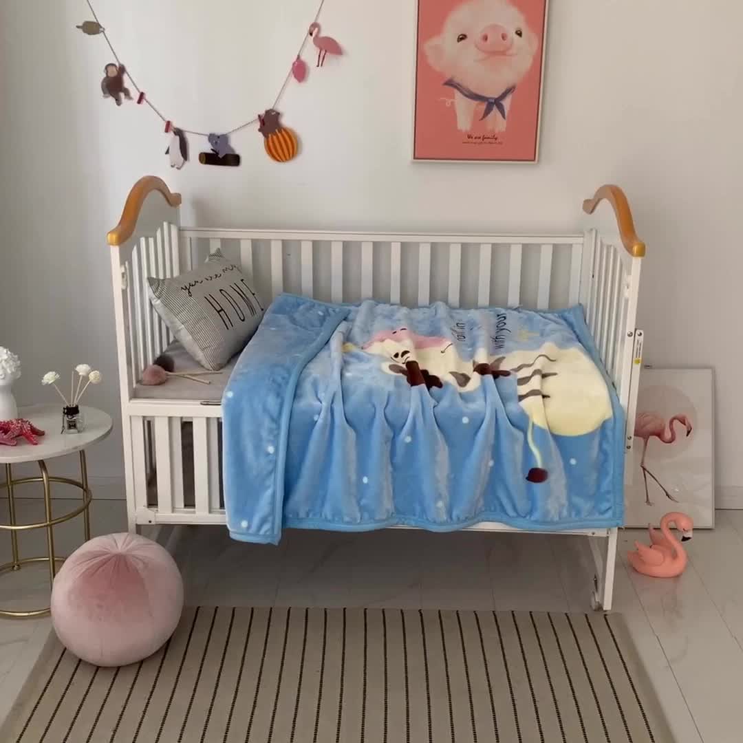 91家纺网 家纺一手货源 找家纺 凯轩毛毛毯毯子 2024新款双层儿童云毛毯毯子盖毛毯毯子毛毯毯子子 温馨小鹿-天蓝