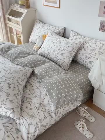 91家纺网 家纺一手货源 找家纺 沐棉 2021新款13370全棉印花四件套-花园 俊秀