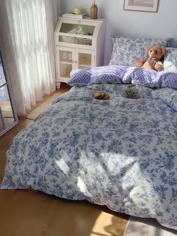 91家纺网 家纺一手货源 找家纺 沐棉 2021新款13370全棉印花四件套-花园 青花瓷