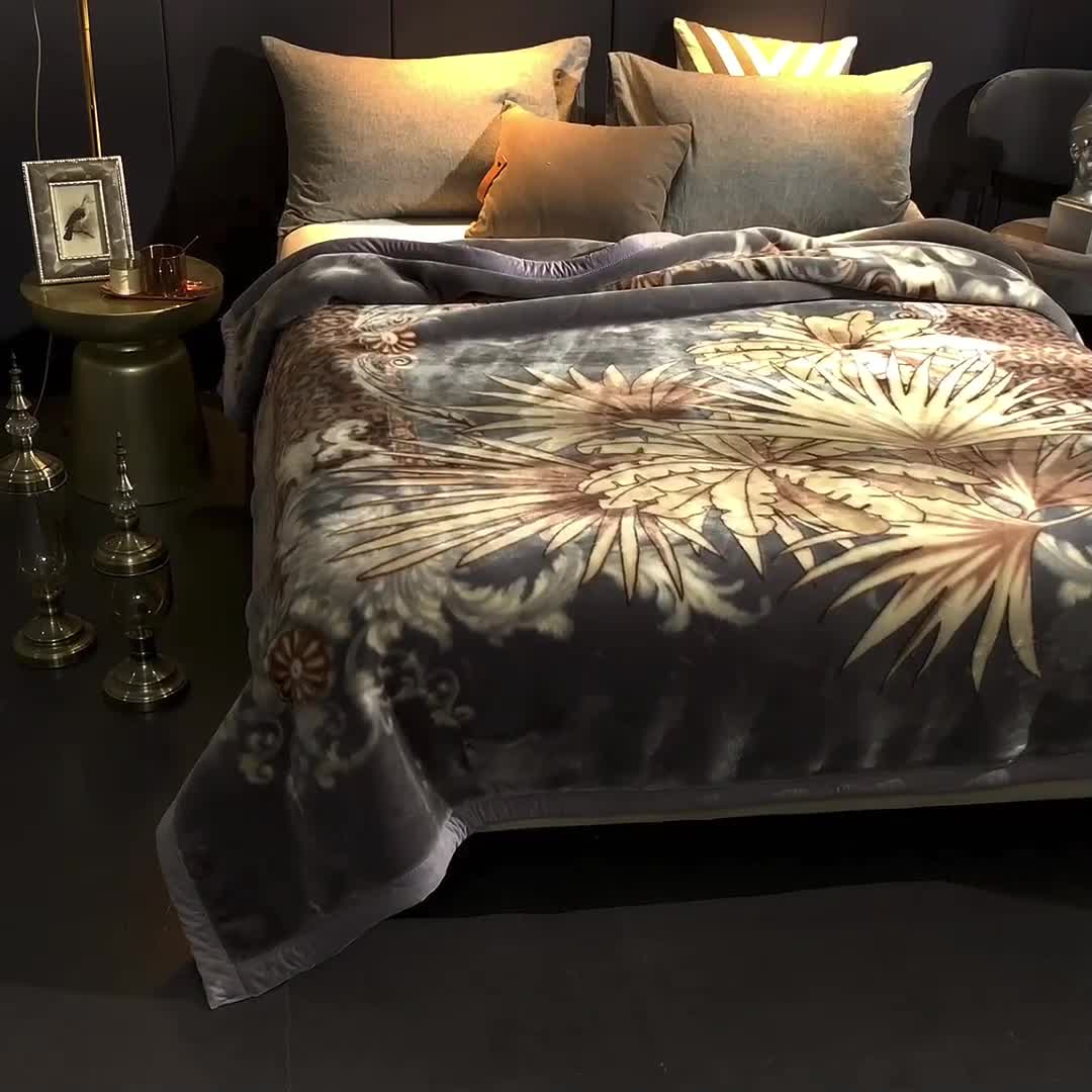 91家纺网 家纺一手货源 找家纺 凯轩毛毛毯毯子 2024新款安哥拉云毛毯毯子 叶子-灰