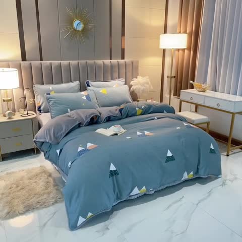 91家纺网 家纺一手货源 找家纺 琪琪阁 2021新款全棉+牛奶绒四件套简易