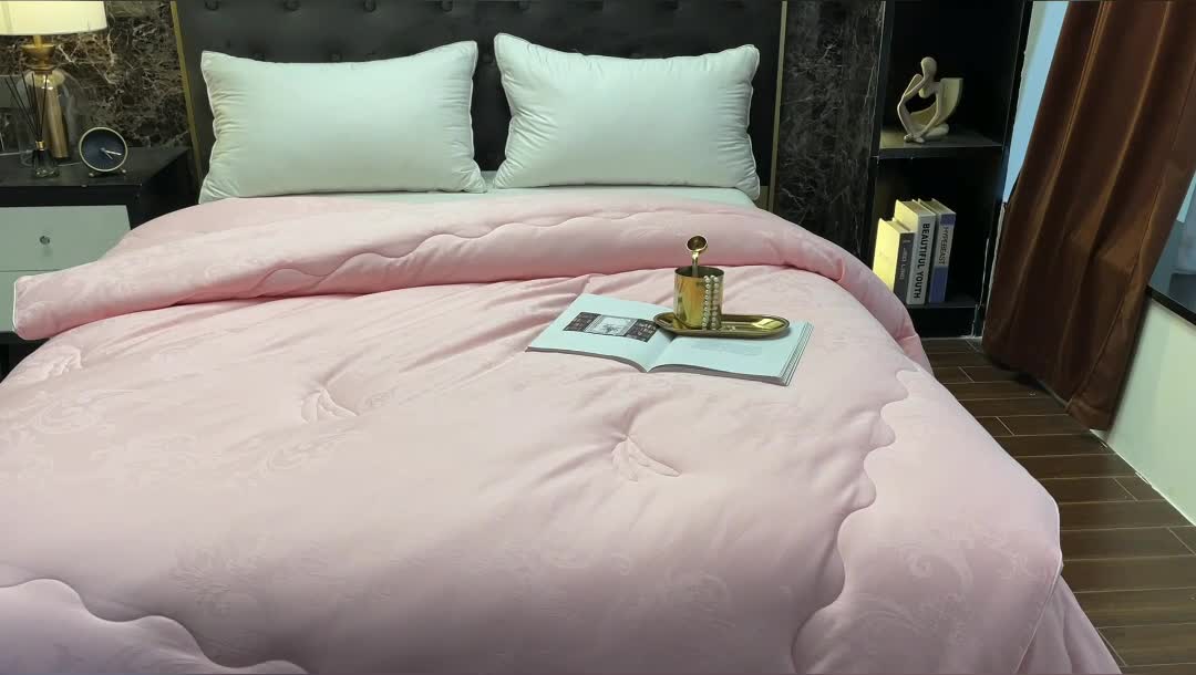 91家纺网 家纺一手货源 找家纺 紫乐家纺2024新款全棉纯棉提花拉链式大豆纤维子母被加厚冬被被子被芯 玉色