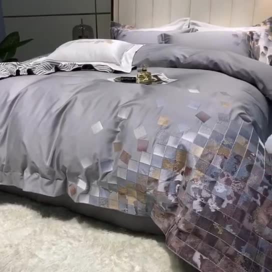 91家纺网 家纺一手货源 找家纺 （总）魅都 新款爱玛印象100s阿克苏长绒棉刺绣四件套