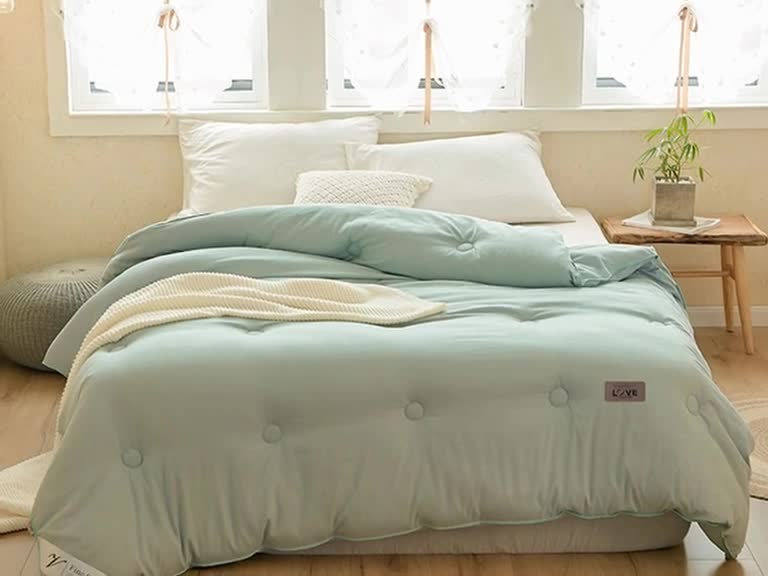 91家纺网 家纺一手货源 找家纺 VIP被业 2021新款云绒棉冬被 水绿色