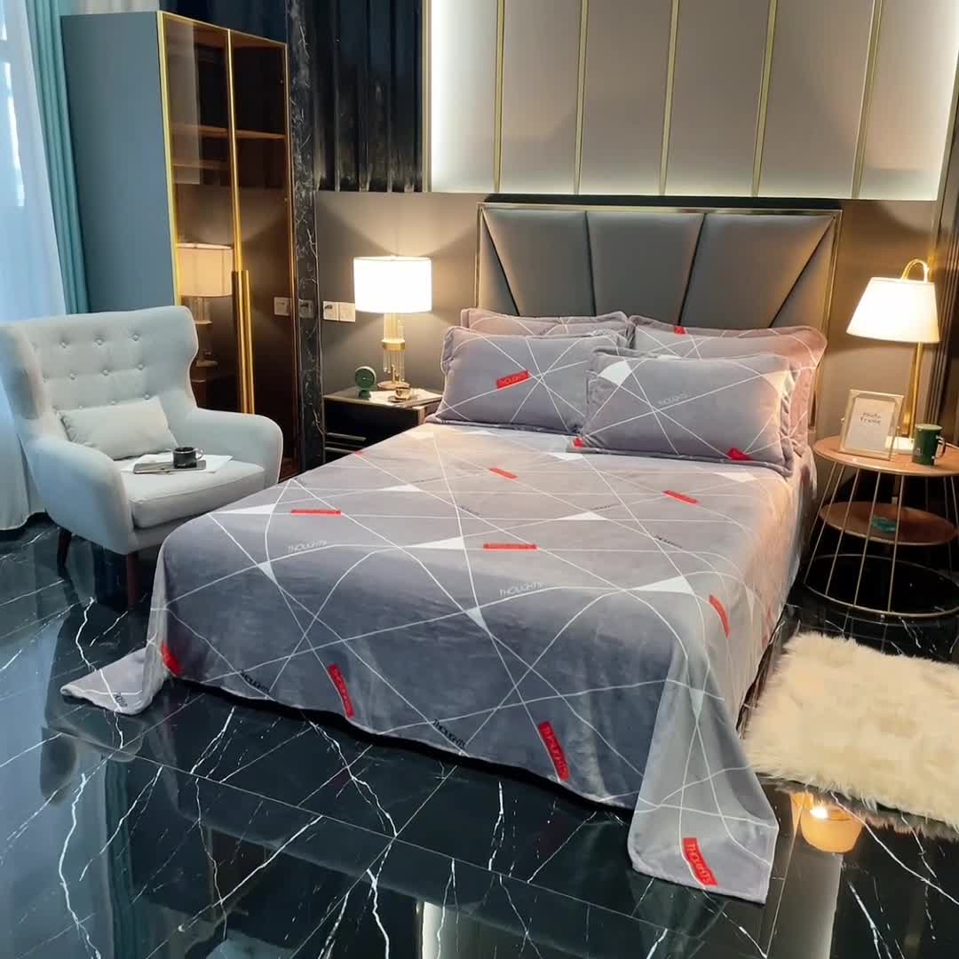 91家纺网 家纺一手货源 找家纺 （总）锦罗绣 2021新款牛奶绒印花单品床单