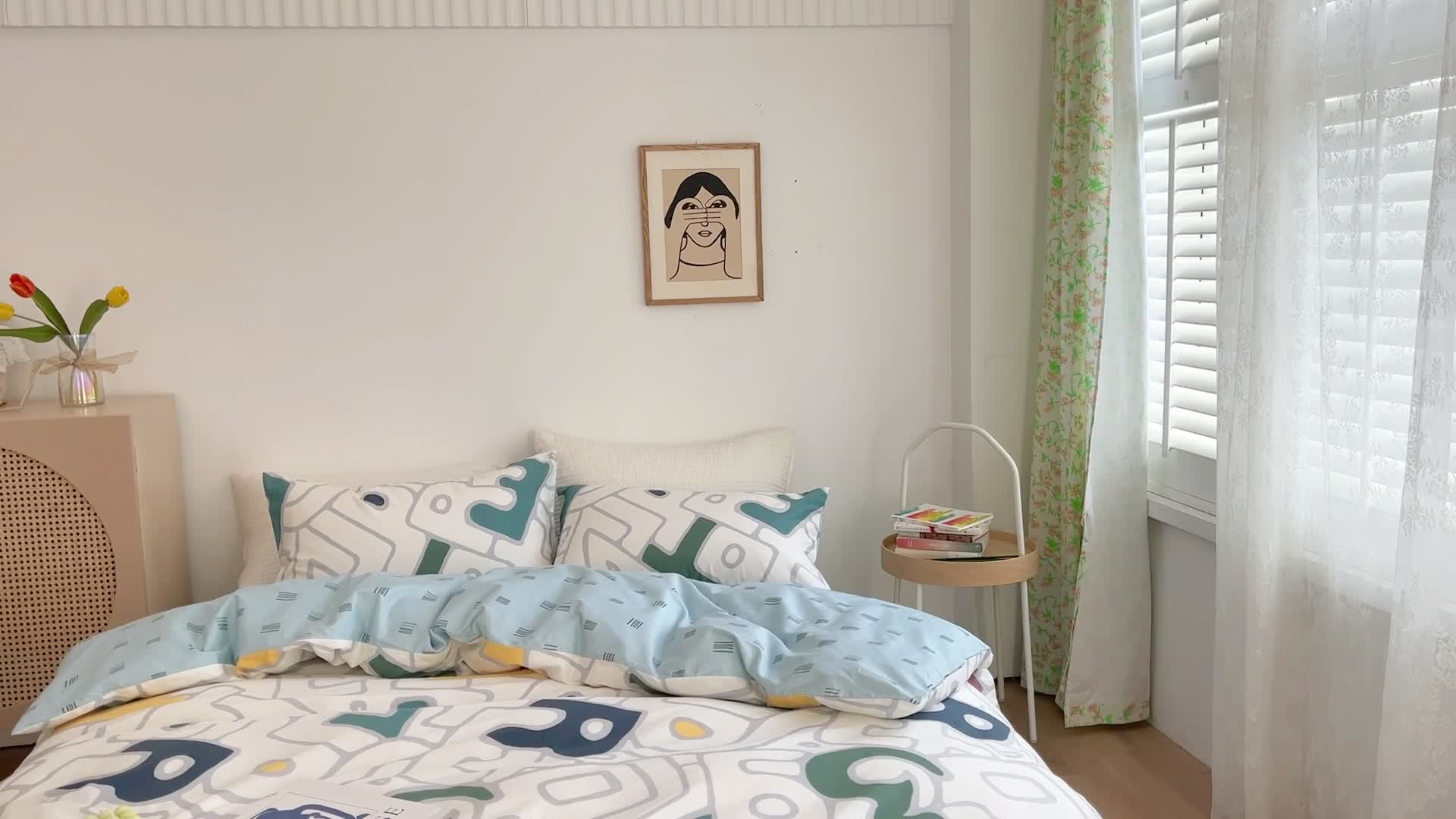 91家纺网 家纺一手货源 找家纺 时年 2021新款40S全棉印花四件套小可爱系列 欢乐字母