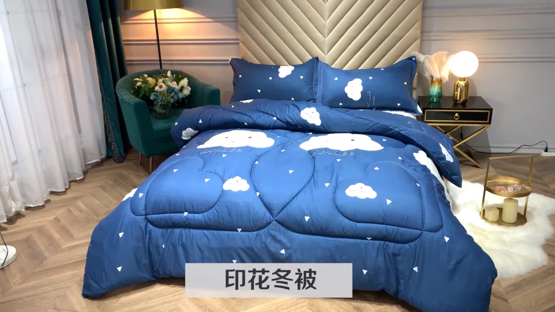 91家纺网 家纺一手货源 找家纺 被多多 2024新款磨毛印花冬被 云朵