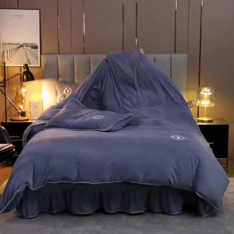 91家纺网 家纺一手货源 找家纺 迷仙巢 2021新款牛奶绒系列四件套典雅 典雅-高级灰