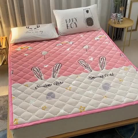 91家纺网 家纺一手货源 找家纺 东宇床垫 2022新款加厚牛奶绒床垫 兔女孩
