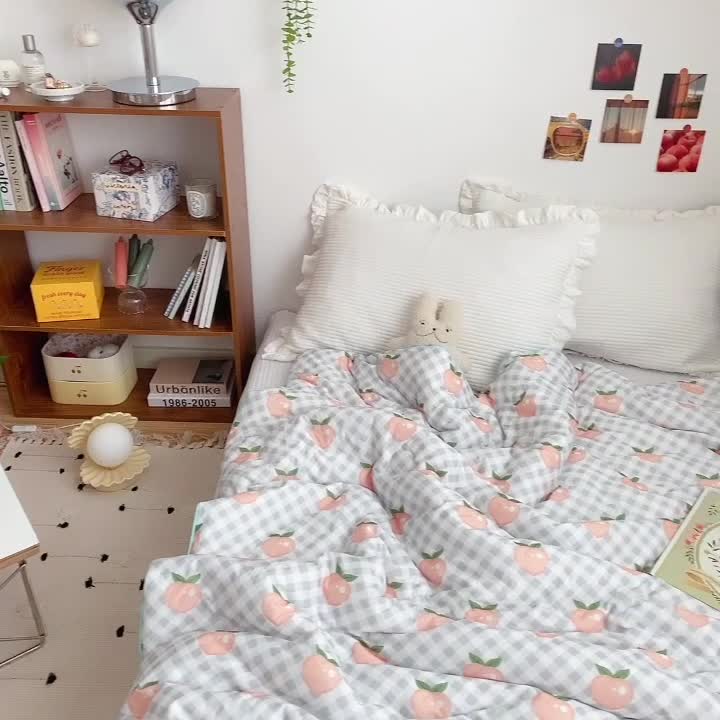 91家纺网 家纺一手货源 找家纺 星期八 2021新款大豆针织春秋被冬被水蜜桃