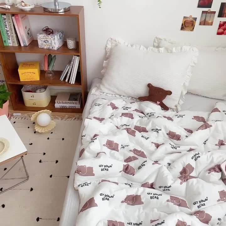 91家纺网 家纺一手货源 找家纺 星期八 2021新款大豆针织春秋被冬被趴趴熊