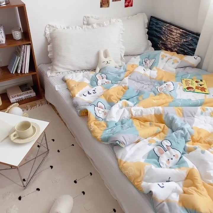 91家纺网 家纺一手货源 找家纺 星期八 2021新款大豆针织春秋被冬被兔子屋