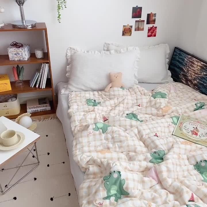 91家纺网 家纺一手货源 找家纺 星期八 2021新款大豆针织春秋被冬被小恐龙