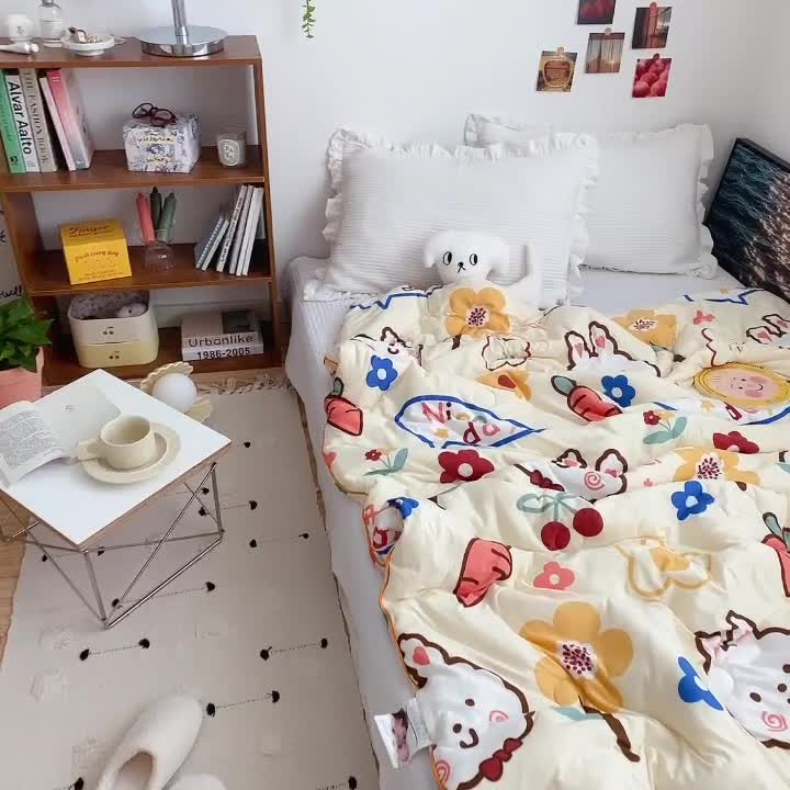 91家纺网 家纺一手货源 找家纺 星期八 2021新款大豆针织春秋被冬被小兔子