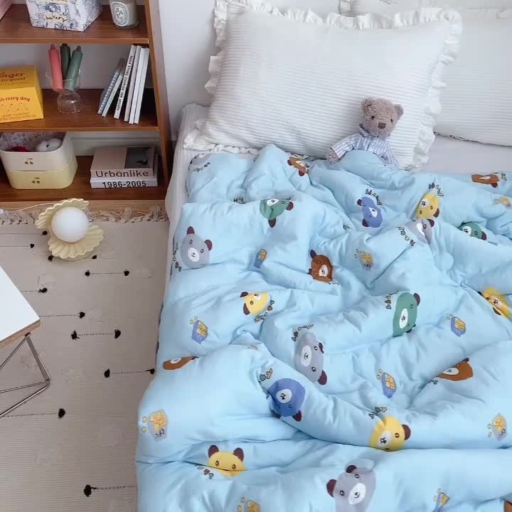 91家纺网 家纺一手货源 找家纺 星期八 2021新款大豆针织春秋被冬被熊宝宝