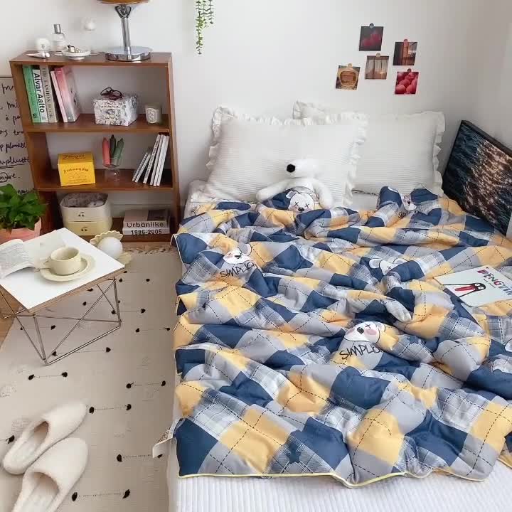 91家纺网 家纺一手货源 找家纺 星期八 2021新款大豆针织春秋被冬被英伦熊