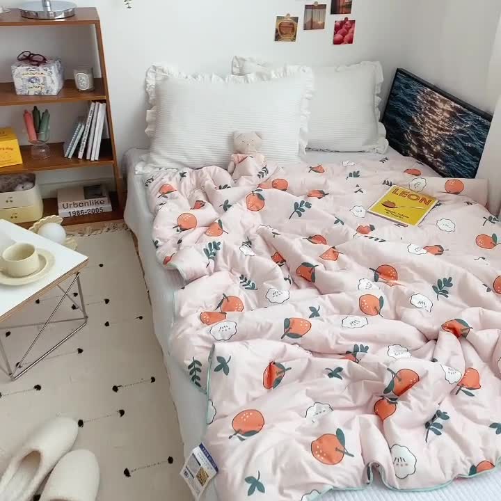 91家纺网 家纺一手货源 找家纺 星期八 2021新款大豆针织春秋被冬被小橘子